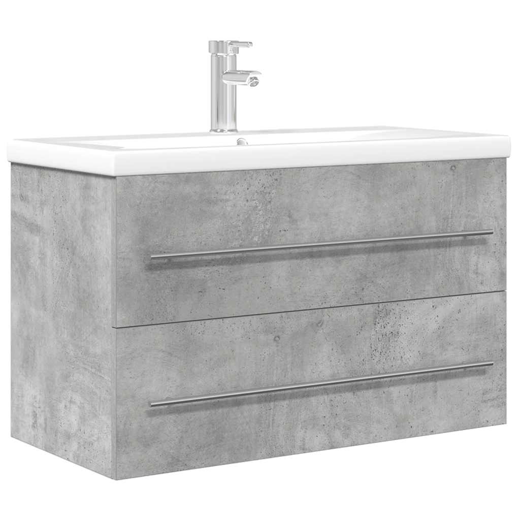2 Piece Bathroom Furniture Set Concrete Grey Engineered Wood